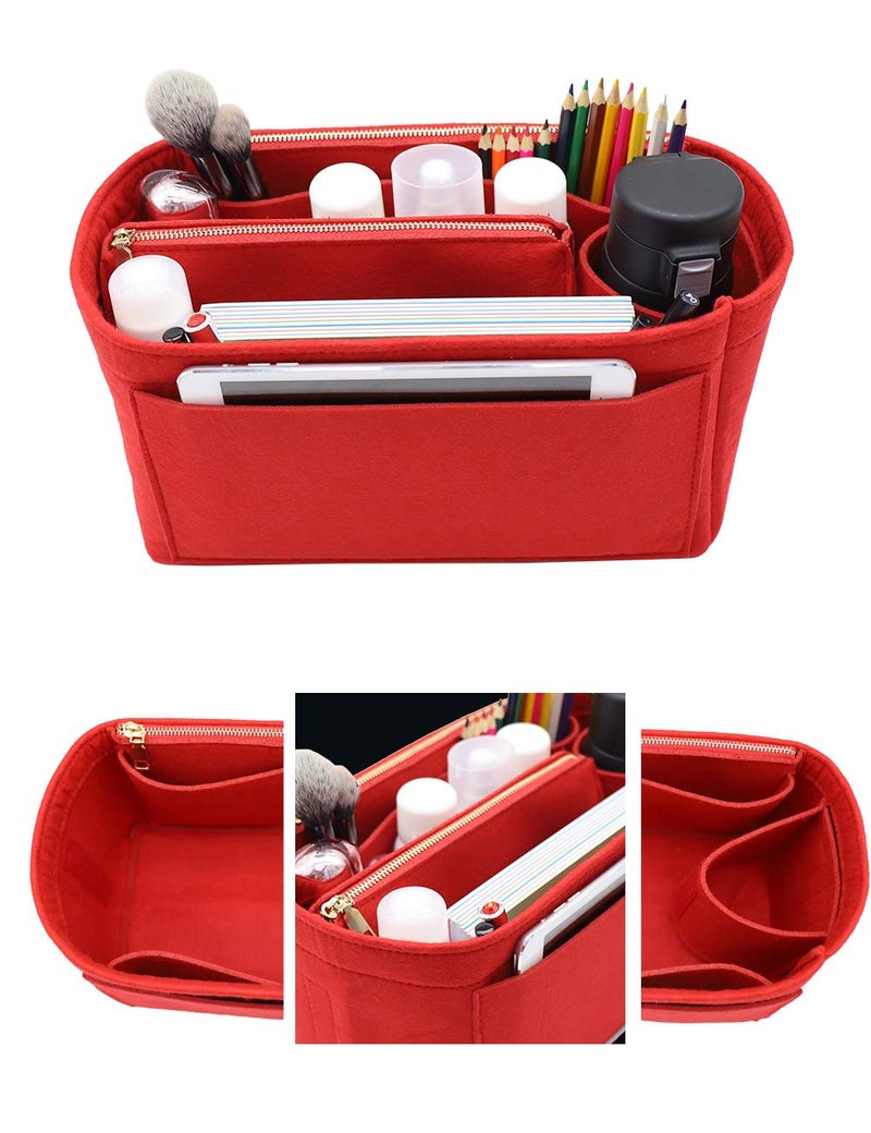 LEXSION Purse Organizer,Felt Bag Organizer Insert Purse Organizer For LV Speedy,Neverful,Tote,Handbag,Shaper 8023 Red L, 2-Red, L - Image 4
